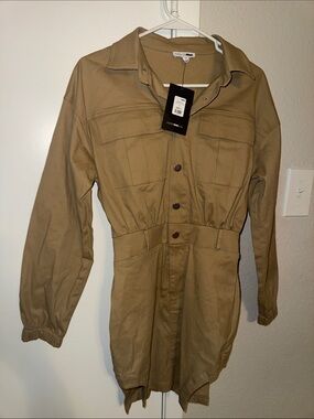 Fashion Nova Shirtdress Jacket in Tan
